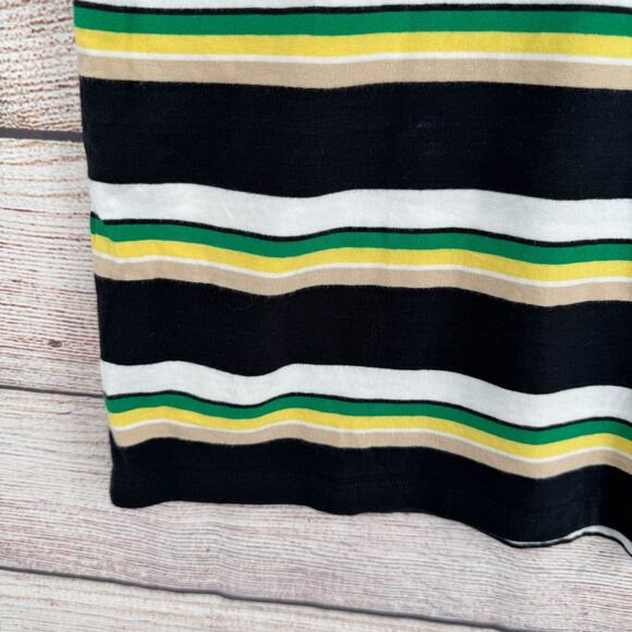 Guess Retro Striped Embroidered T-Shirt Men's Size Medium Black/Yellow/Green - Picture 5 of 14